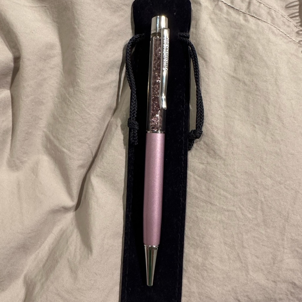 NWOT Swarovski crystalline ballpoint pen lavender lacquered chrome plated